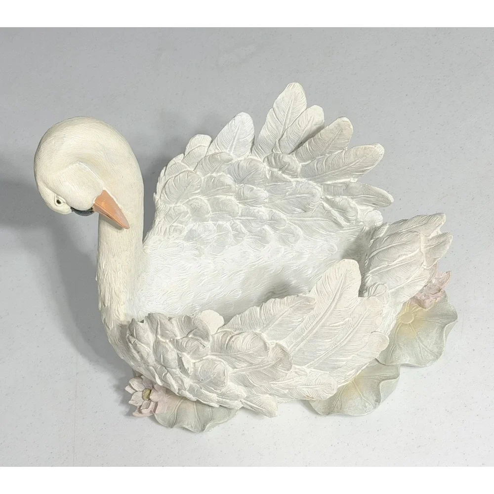 Swan Planter Vase Vintage Resin Large 10.5